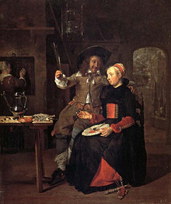 Gabriel Metsu Self-Portrait with his Wife Isabella de Wolff in an Inn oil painting image
